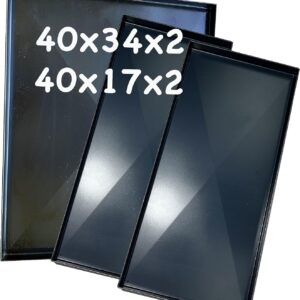 [3 PEZZI] Teglie  ferro blu 40x17x2 Cm, 40x34x2 Cm misure per forno Effeuno con diagonale antideformazione Spessore teglie 8/10 Pizza alta idratazione ideale per professionisti della pizza e focaccia